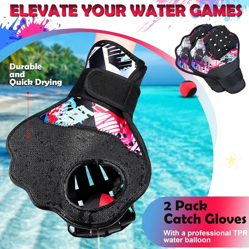 Strdfeve Water Ball and Gloves Set,Water Bouncing Balls Catch Mitt,Pool Baseball Catching Mitt for Beach Games,Play Catch Skip Ball and Glove - Image 2